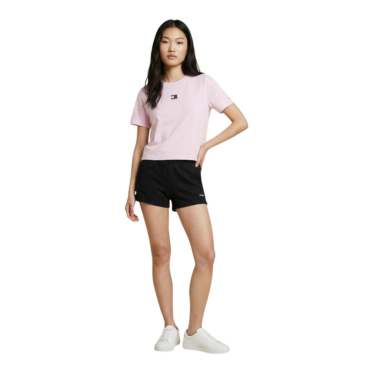 Image 2 : T-shirt Tommy Hilfiger Jeans rose femme manches courtes vue de dos — delvale