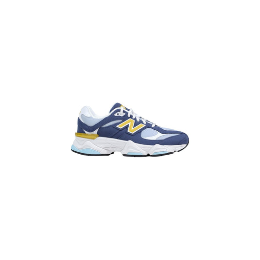 New Balance 9060 femme bleu ciel marine jaune moutarde semelle chunky blanche profil droit