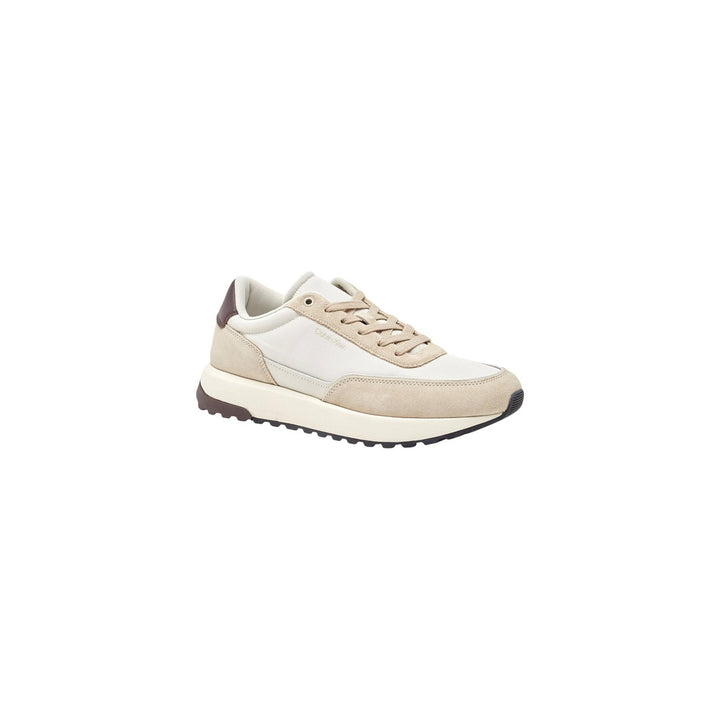 Image 1 : Baskets Calvin Klein Low Top Lace Up homme coloris beige et marron vue de profil — Delvale