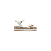 Image 9 : Vue plongeante sandales plateforme Alviero Martini Prima Classe, motif cartina sur compensée beige caramel — Delvale