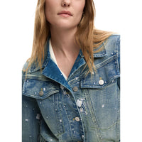 Image 3 : Vue d'ensemble de la veste Desigual femme bleu azur avec col classique et poches frontales — Delvale