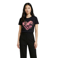 Image 1 : T-shirt Desigual femme noir avec motif imprimé, manches courtes et col rond — delvale