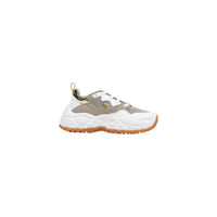Image 1 : Baskets chunky Armani Exchange femme blanc cassé beige doré vue de profil — delvale