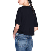 Image 2 : Détail col rond t-shirt noir Armani Exchange femme coton premium — delvale