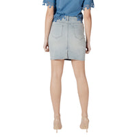 Image 2 : Détail fermeture zip et bouton jupe Morgan De Toi bleu azur coupe moderne — delvale