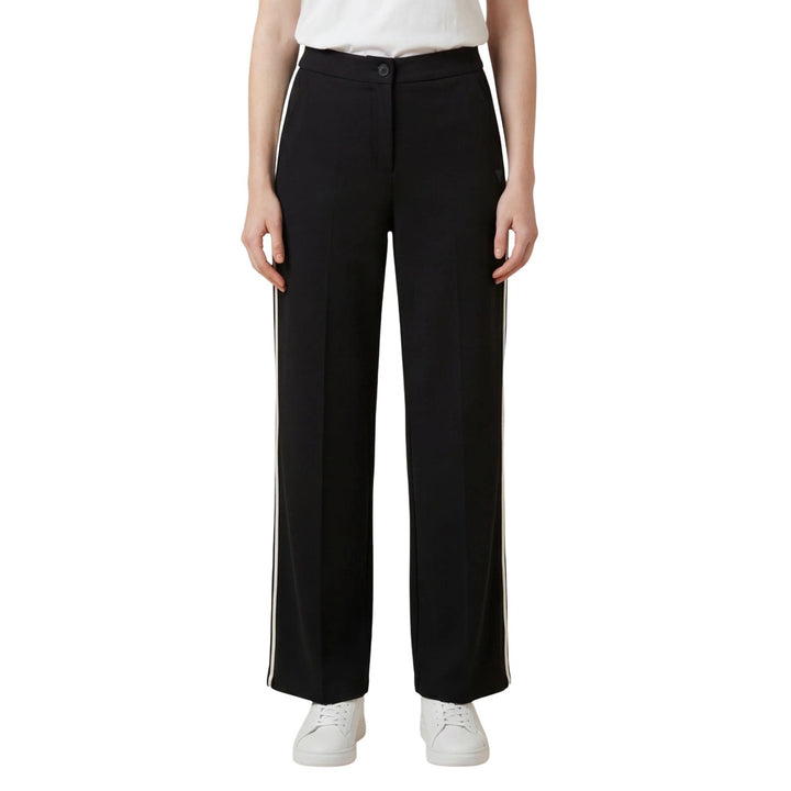 Image 1 : Pantalon large noir Guess Active femme avec bandes latérales, coupe taille haute — delvale