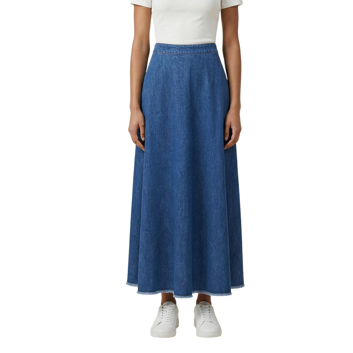 Image 3 : Jupe femme bleue Only en coton, vue complète du modèle — delvale