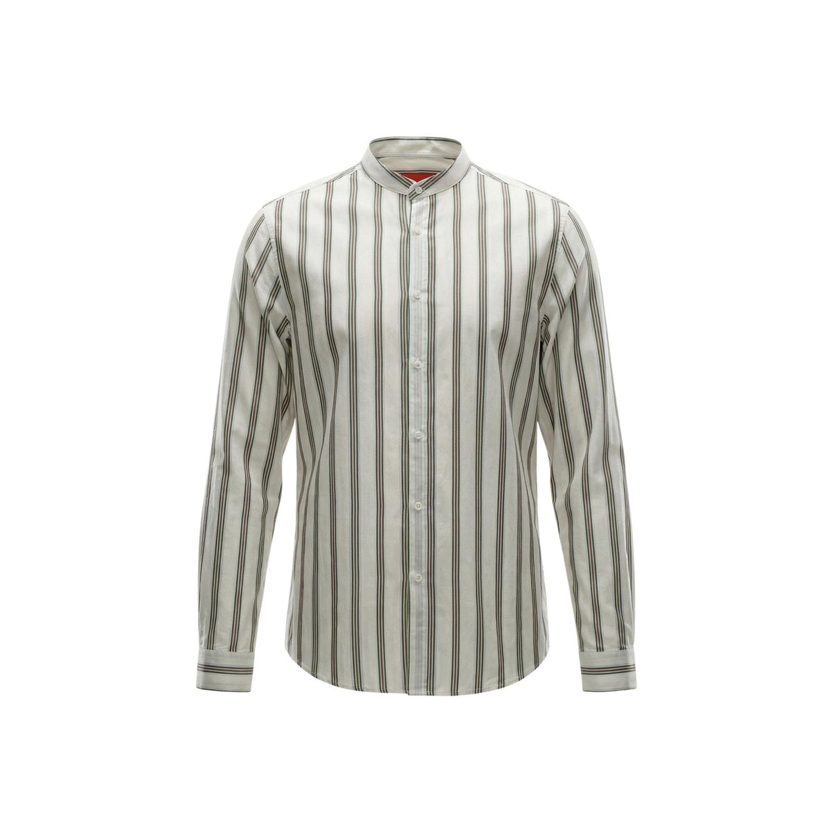 Image 4 : Chemise homme Gianni Lupo blanc rayures col Mao détail col et boutonnage — delvale