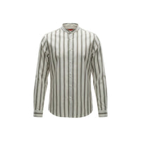 Image 4 : Chemise homme Gianni Lupo blanc rayures col Mao détail col et boutonnage — delvale