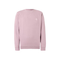 Sweatshirt Boss homme rose poudré à plat — détail tissu coton et finition encolure