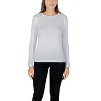 Image 1 : T-shirt femme Armani Exchange blanc manches longues col rond en coton doux — delvale