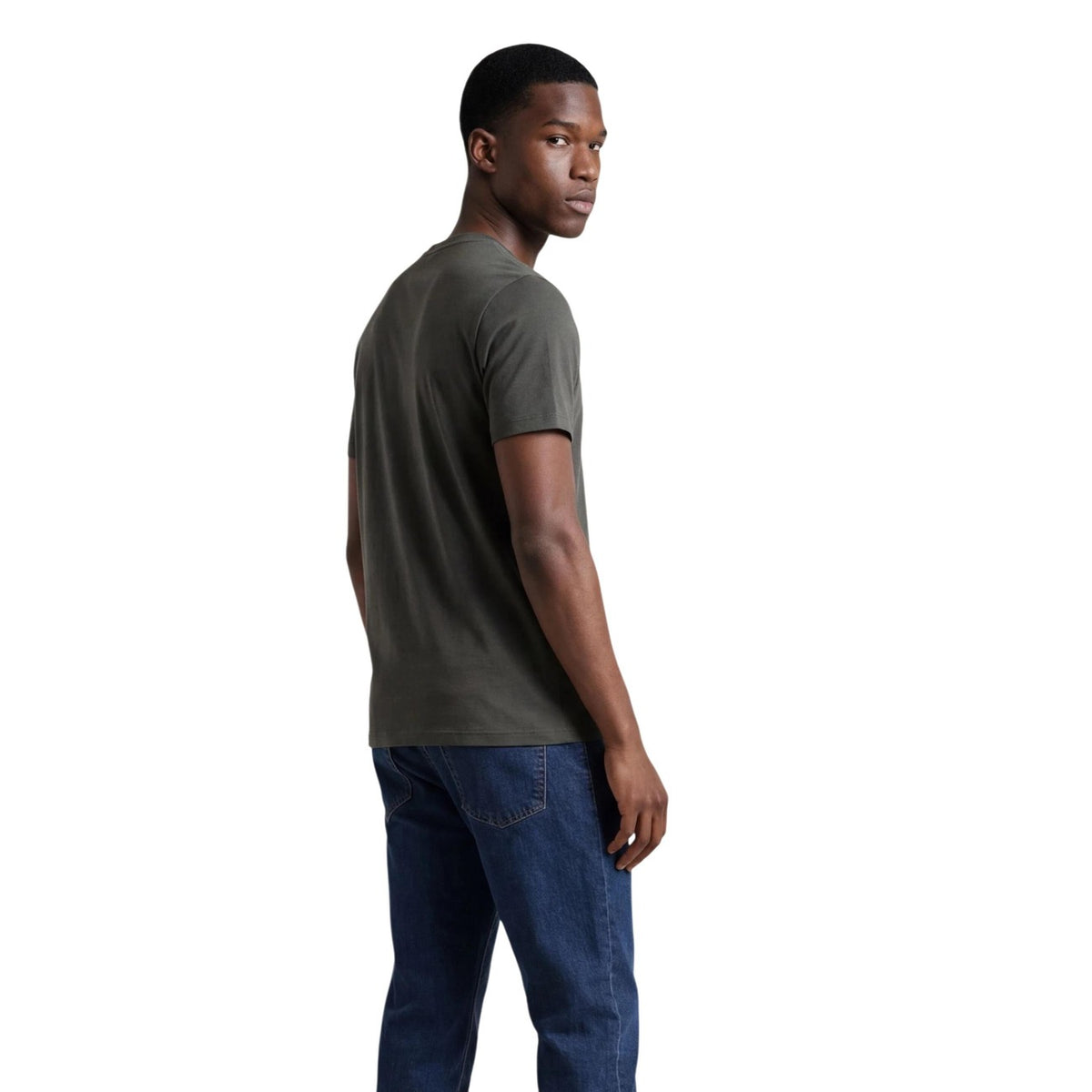 Image 2 : T-shirt Armani Exchange homme vert, détail du col rond — Delvale