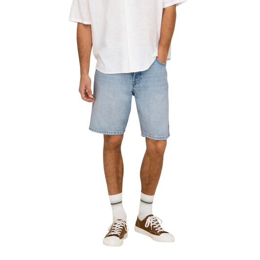 Only & Sons Bermuda Homme Bleu Azur Clair Denim Coupe Ample Vue de Face — Delvale