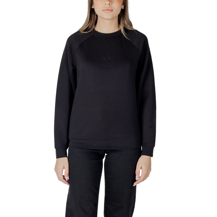 Image 1 : Sweat col rond Armani Exchange femme noir avec logo ton sur ton discret — Delvale
