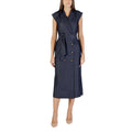 Ichi Robe Femme Bleue Sans Manches avec Ceinture