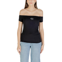 Image 4 : Détail matière et finitions du t-shirt blanc Calvin Klein Jeans pour femme — delvale