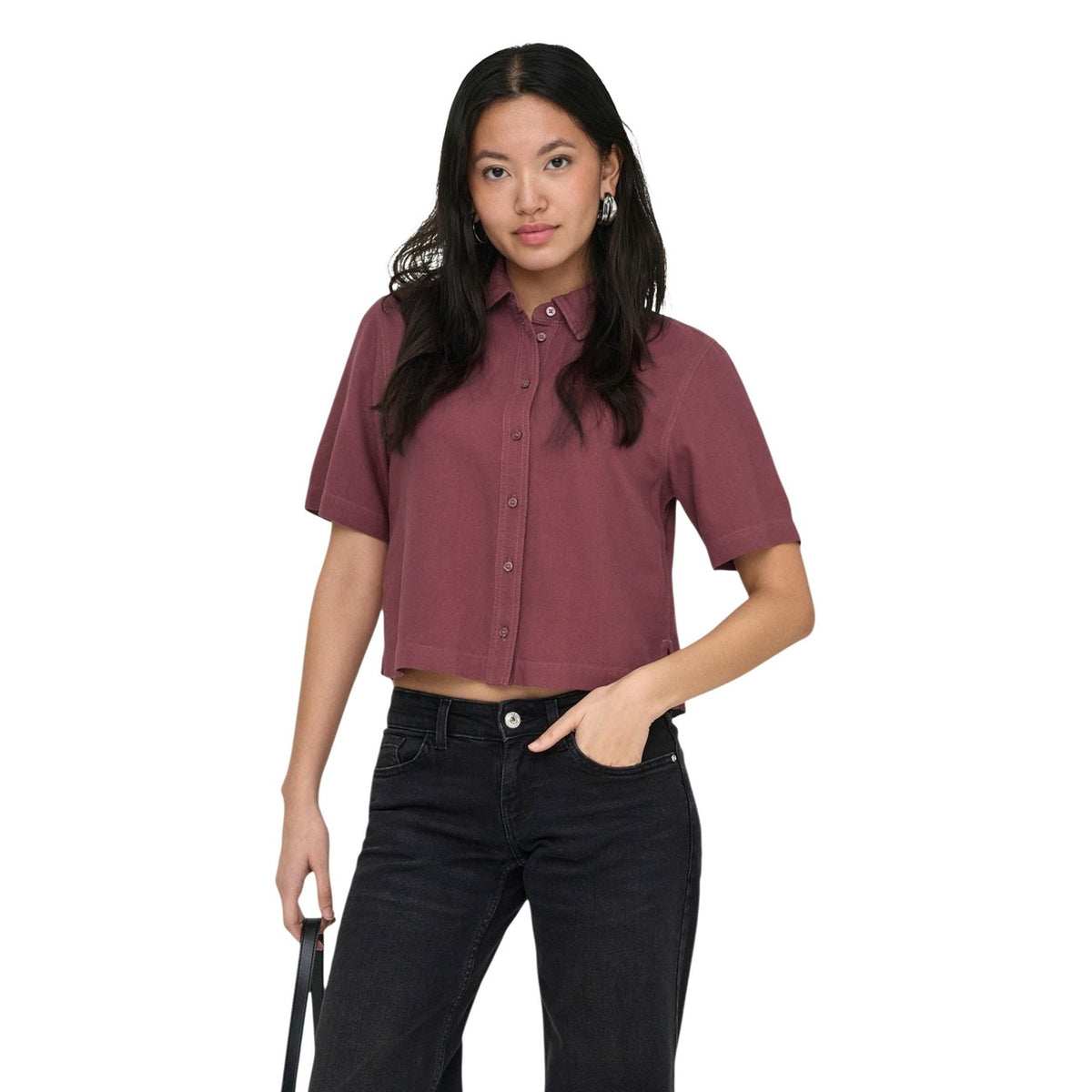 Image 5 : Détail matière et texture chemise Only femme bleue premium — Delvale