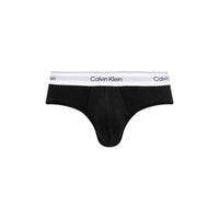 Image 2 : Détail de la ceinture élastique blanche avec inscription Calvin Klein répétée sur slip noir homme — Delvale