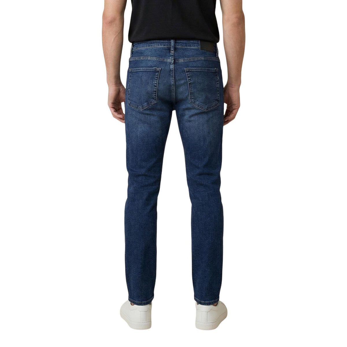 Image 3 : Détail de la coupe tapered du jean Antony Morato homme, denim bleu stretch légèrement usé — 9yvwh4-xt