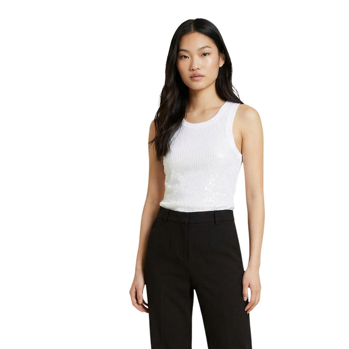 Image 1 : Débardeur Guess femme blanc col rond en coton, coupe sans manches élégante — delvale