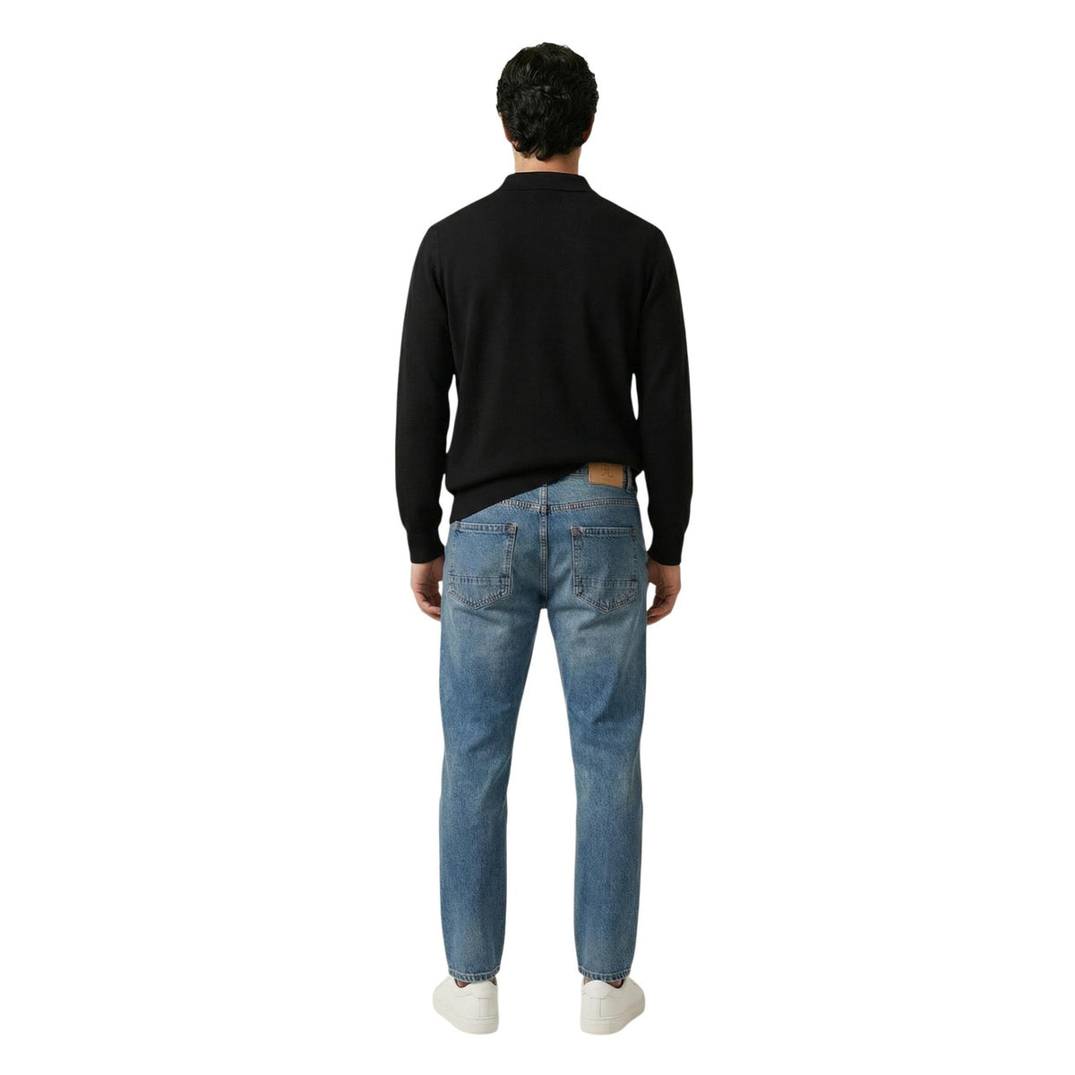 Image 2 : Pull homme Gianni Lupo noir en viscose, détail fermeture éclair col rond — delvale