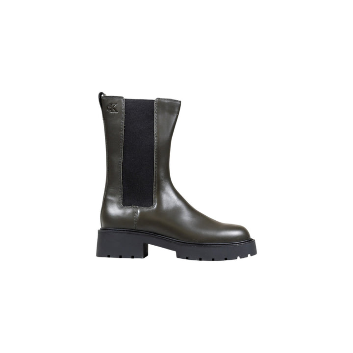 Image 1 : Bottes femme Calvin Klein Jeans en cuir gris premium avec design urbain contemporain — delvale