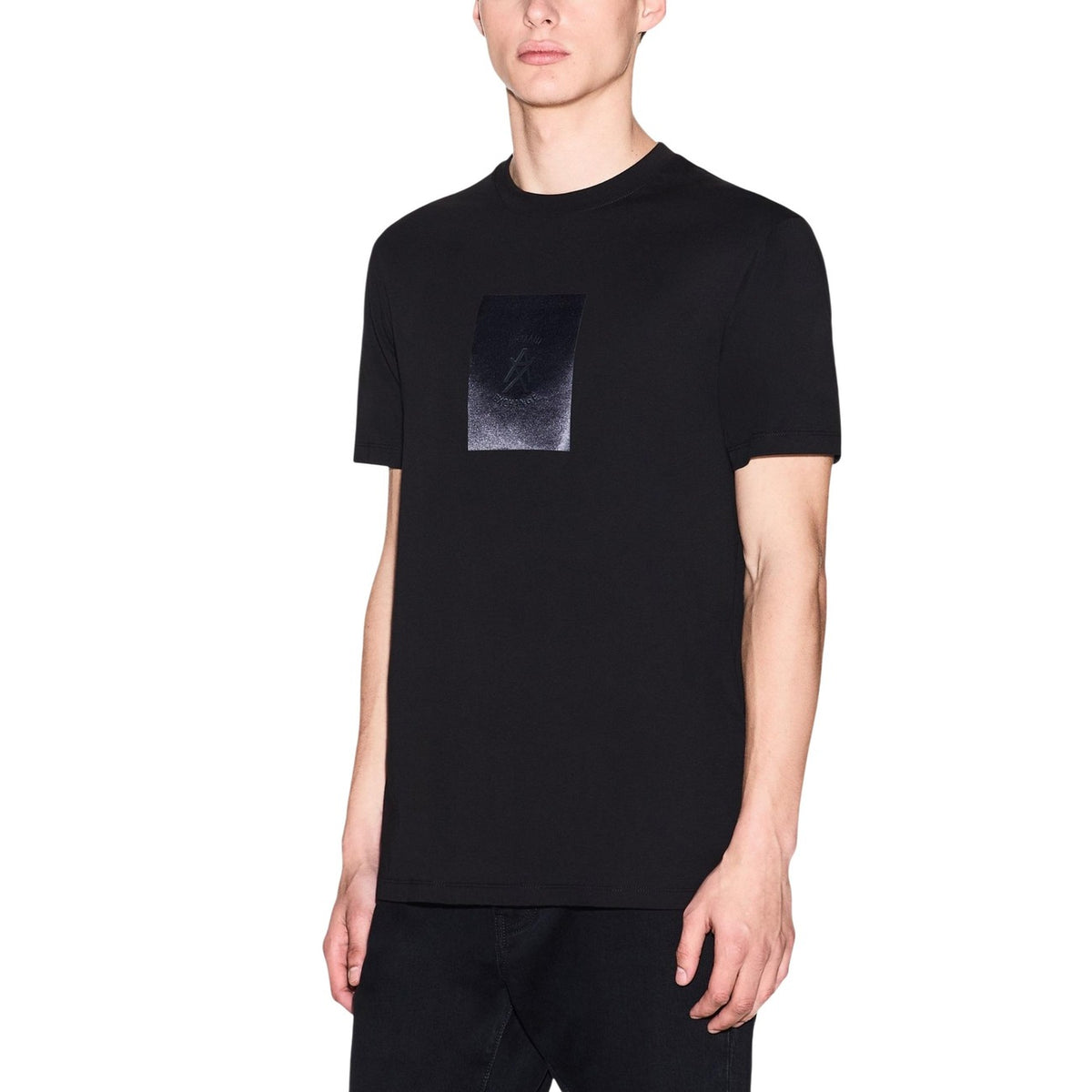 Image 2 : T-shirt Armani Exchange homme noir avec impression, détail du motif — Delvale