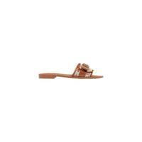 Image 1 : Mules Guess femme camel avec motif impression, vue de profil — delvale