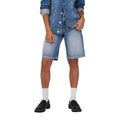 Only Short femme bleu effet usé coton bio