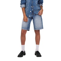 Image 1 : Short Only femme bleu effet usé en coton bio avec fermeture zip — Delvale