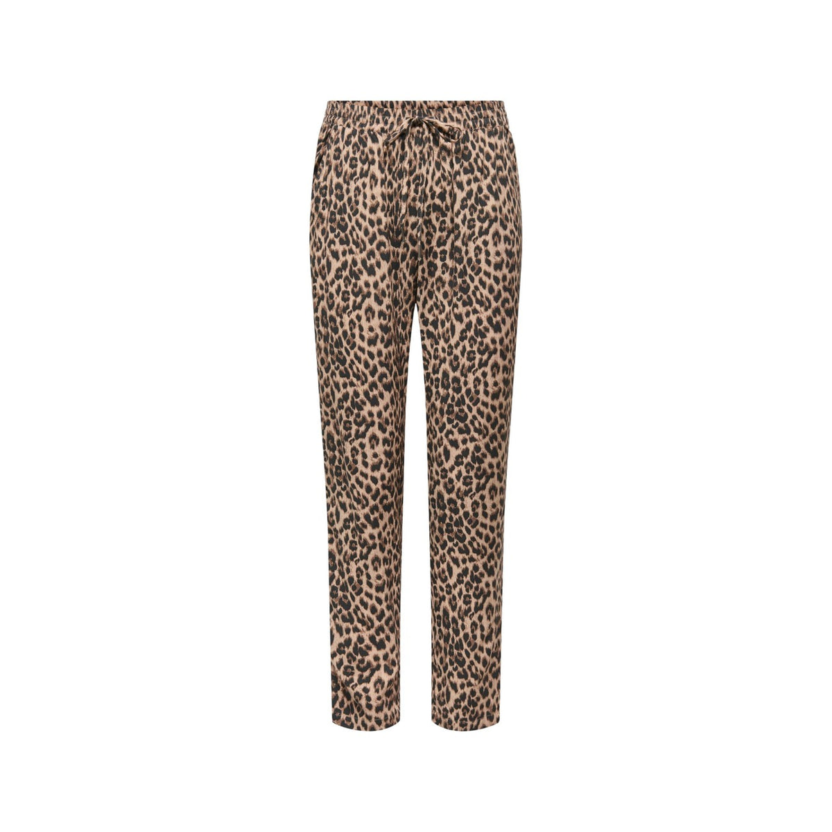 Image 3 : Détail de la taille haute élastiquée du pantalon Only imprimé léopard avec nœud décoratif — Delvale