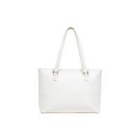 Image 3 : Détail logo Liu Jo Milano embossé sur sac cabas blanc nacré, finition lisse satinée — Delvale