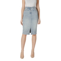 Image 1 : Jupe femme Morgan De Toi bleu azur en coton avec fermeture zip — delvale