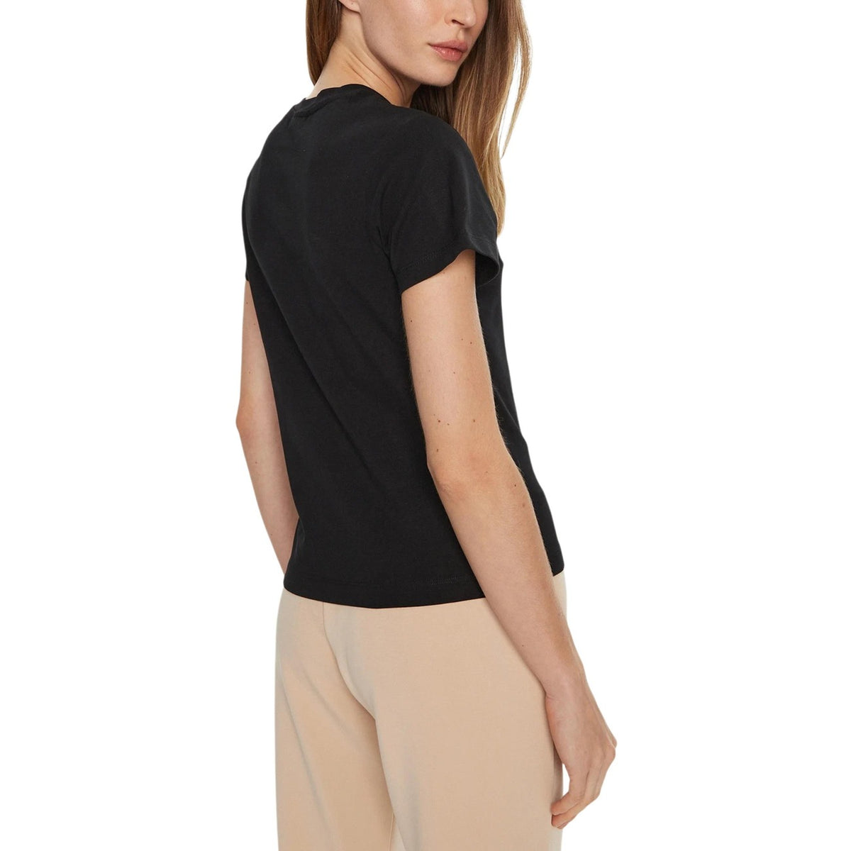 Image 3 : T-shirt Guess noir femme vue profil coupe ajustée — delvale