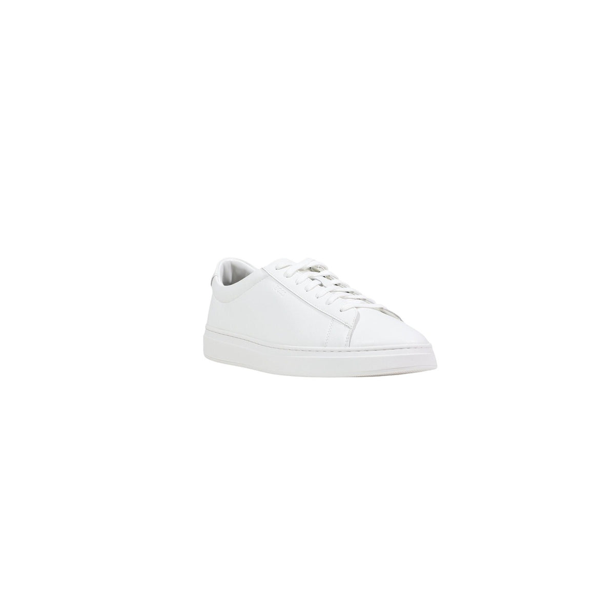 Baskets Boss Gary homme blanc cuir vue 3/4 avant logo Boss contrefort