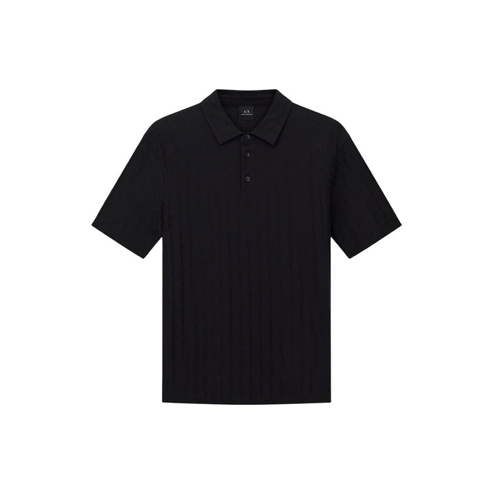 Polo Armani Exchange homme noir à plat — col boutons coton manches courtes Ref. XM001292