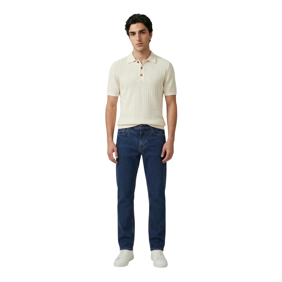 Image 3 : Vue portée du polo blanc Only & Sons homme, coupe moderne — Delvale