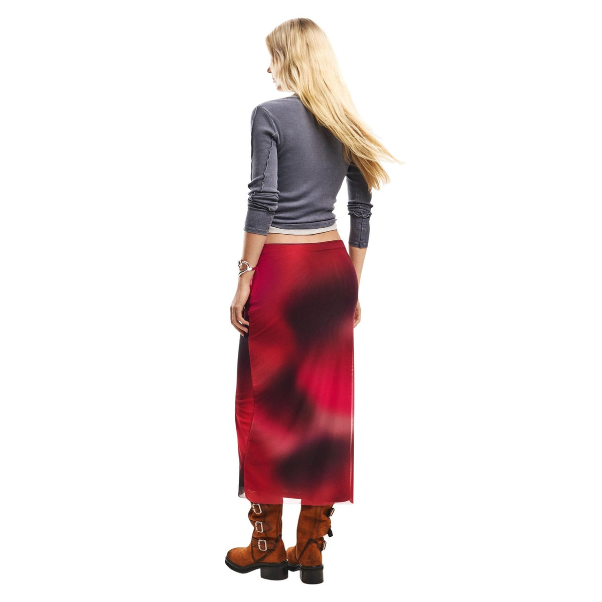 Image 2 : Détail des motifs colorés de la jupe Desigual rouge femme — delvale