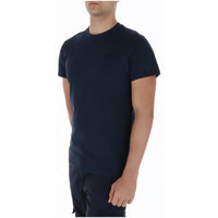 Image 3 : Détail du t-shirt Superdry homme bleu marine, tissu coton lisse et coupe près du corps mise en valeur — Delvale