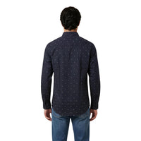Chemise Armani Exchange homme bleu vue portée de dos — coupe ajustée coton élasthanne