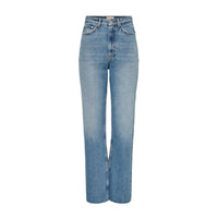 Image 1 : Jeans femme Only bleu en coton, vue de face avec fermeture zip et bouton — Delvale