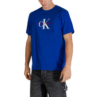 Image 3 : Vue face t-shirt Calvin Klein Jeans homme bleu coupe moderne — Delvale