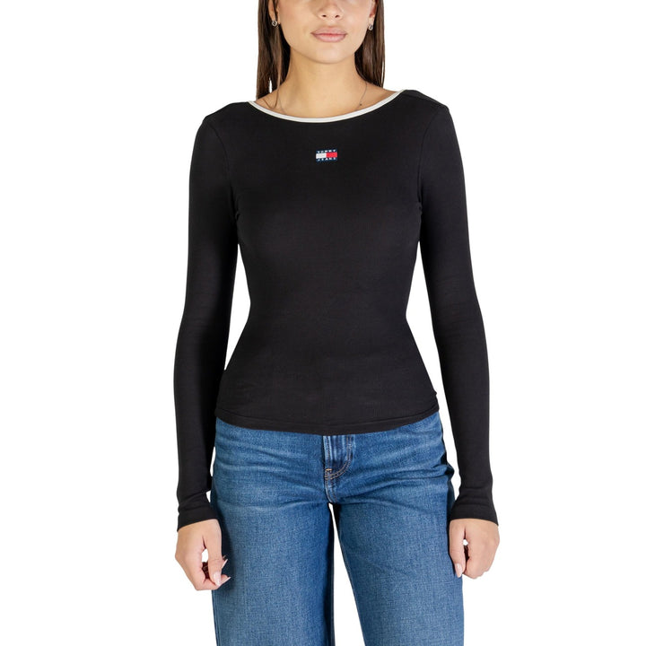 Image 1 : Pull noir femme Tommy Hilfiger Jeans manches longues col rond coupe ajustée — delvale