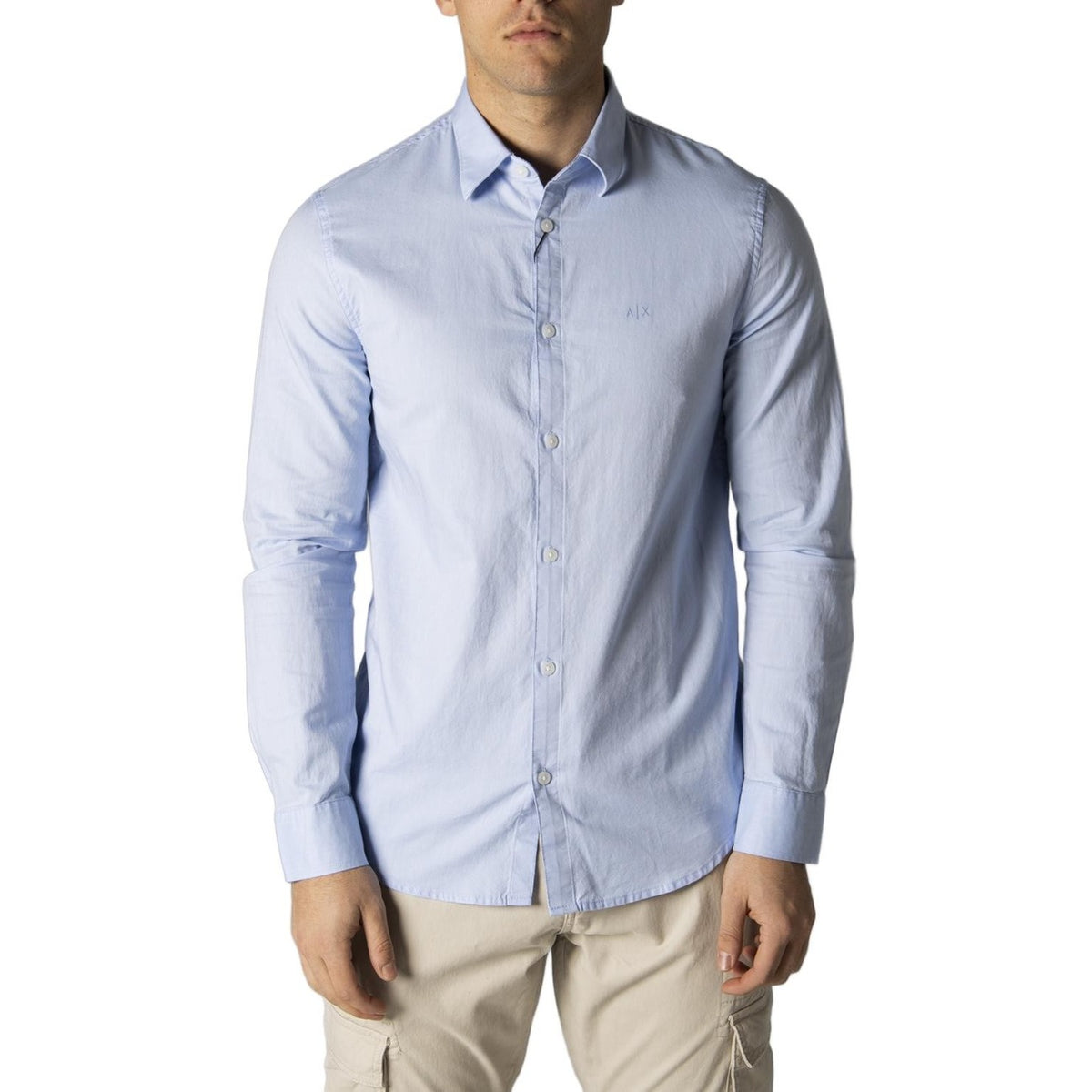 Image 1 : Chemise Armani Exchange homme bleu azur col classique manches longues — Delvale