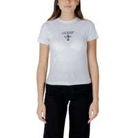 Image 4 : T-shirt Guess noir femme détail col rond logo signature — delvale