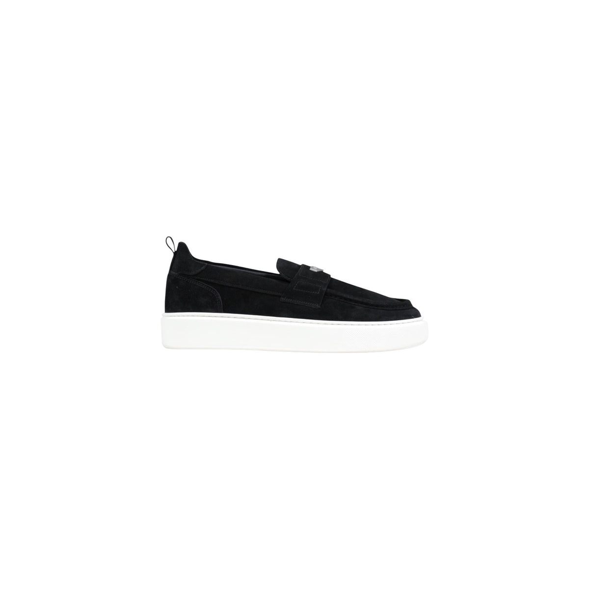 Profil du mocassin Antony Morato Rowan homme noir à plateforme et semelle blanche