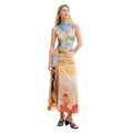 Desigual Robe Femme Orange Motif Floral Sans Manches