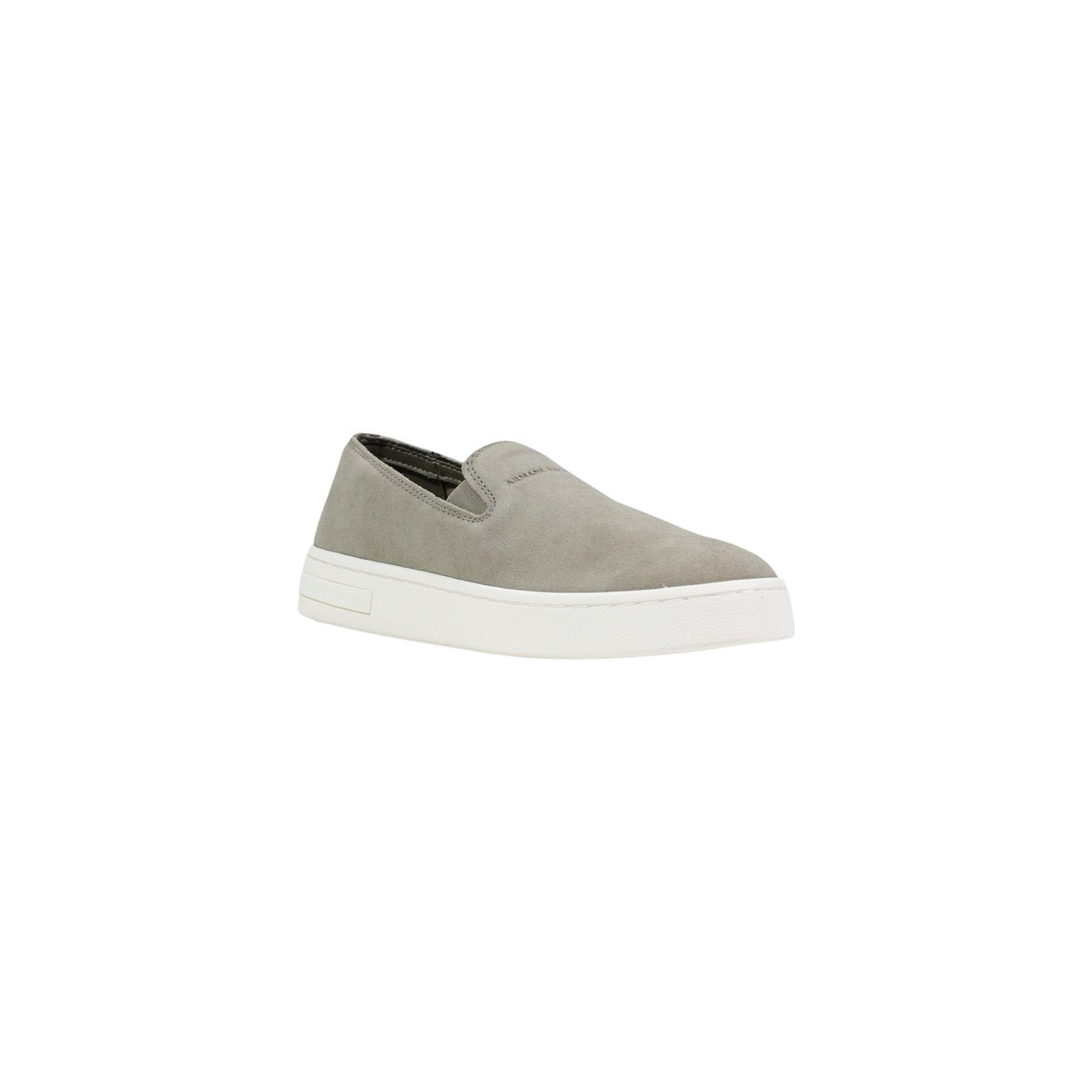 Vue trois quarts du slip-on Armani Exchange homme vert clair en cuir suédé