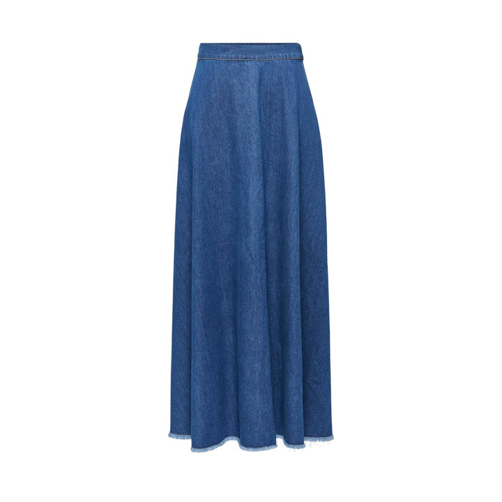 Image 1 : Jupe femme bleue Only en coton, vue de face sur mannequin — delvale