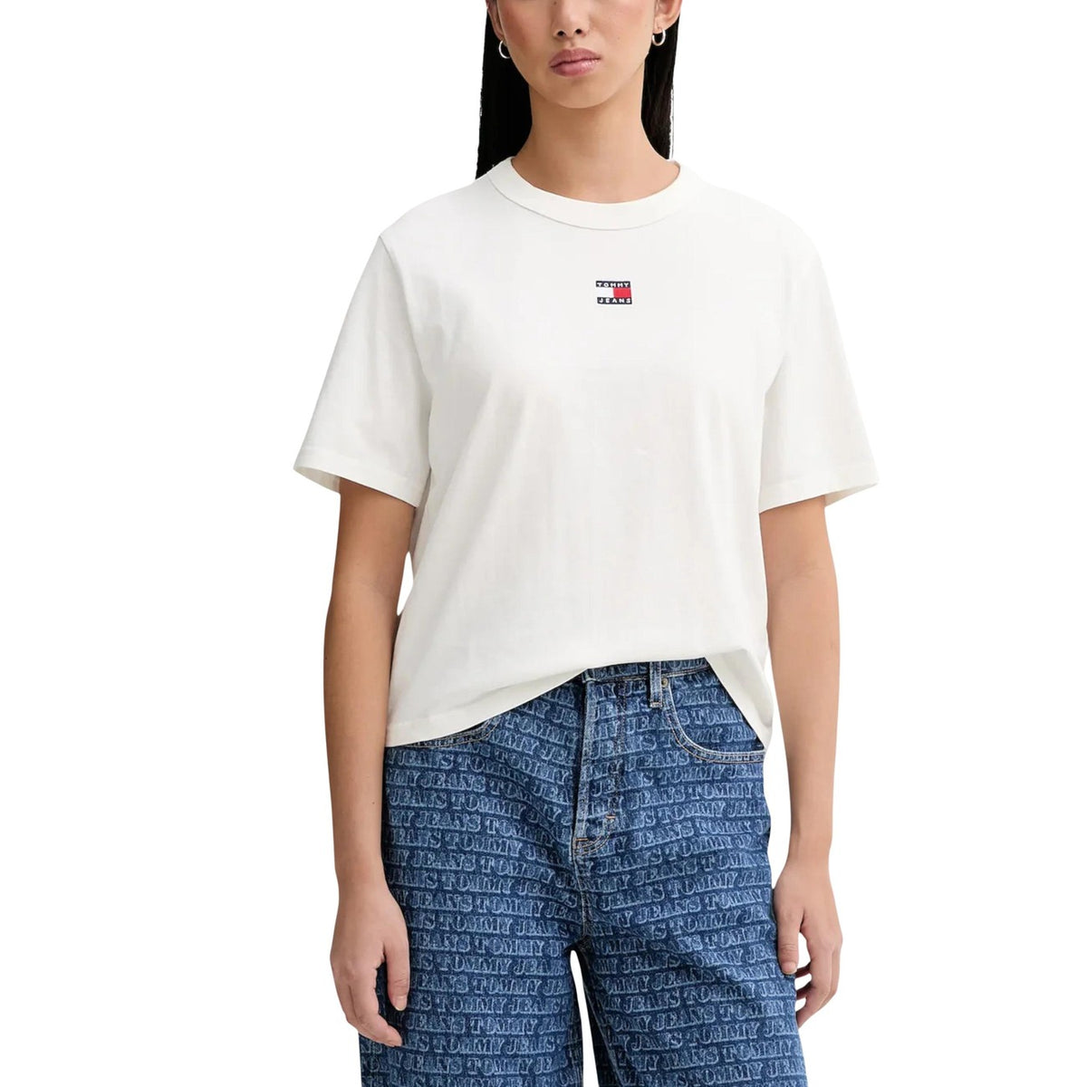 Image 4 : T-shirt Tommy Hilfiger Jeans rose femme manches courtes vue de profil — delvale